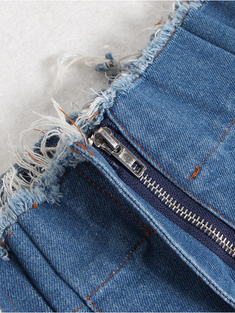 Deatfashion Women's Patchwork Contrast Color Jeans High Waist Full Length Zipper Wide Leg Denim Pants Autumn 2024 New Ww632