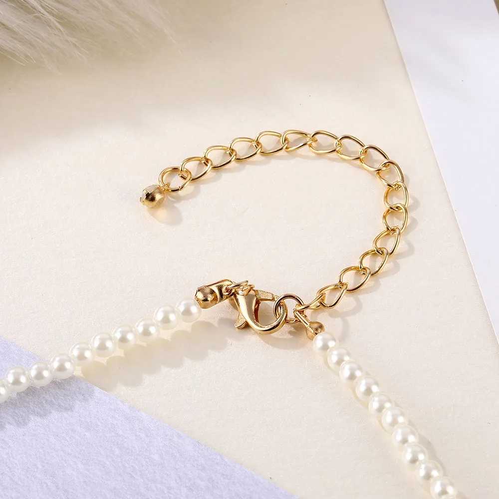 EN Fashion Beaded Choker Pearl Necklace For Women Gold Color Chain Necklace Collar Chokers Chain Bead Necklace Vintage JewelryX241009