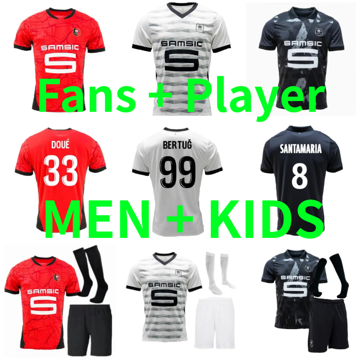 24 25 Stade Rennais soccer jerseys away third Rennes 2024 2025 SULEMANA BOURIGEAUD TERRIER DOKU LABORDE men kids kit sock sets 3rd football shirt Player version