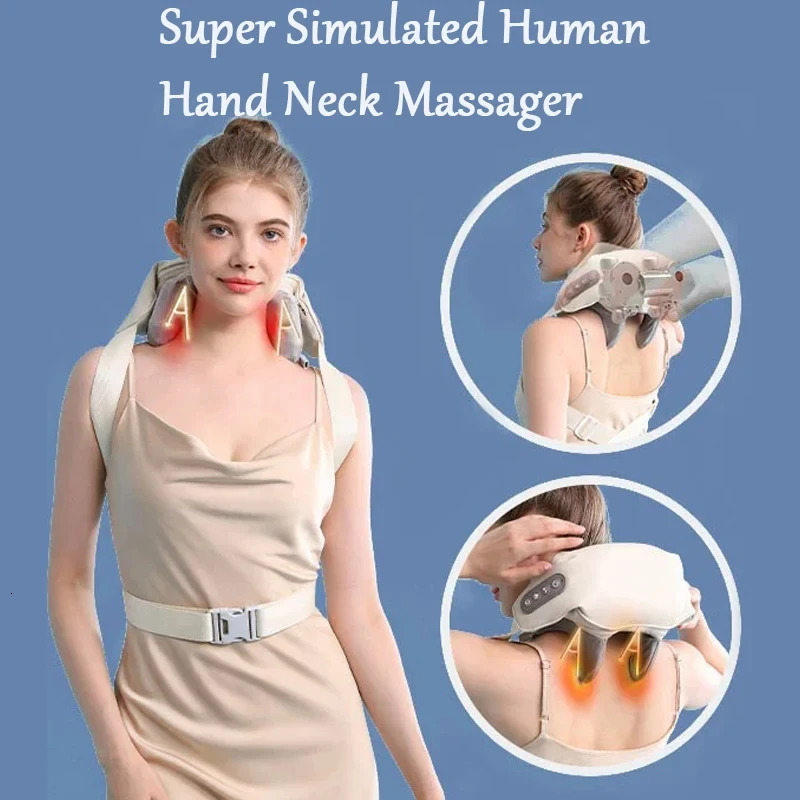 Wireless relaxation massager trapezoidal muscle relaxation deep finger pressure simulation hand pinching neck massager electric portable 241008