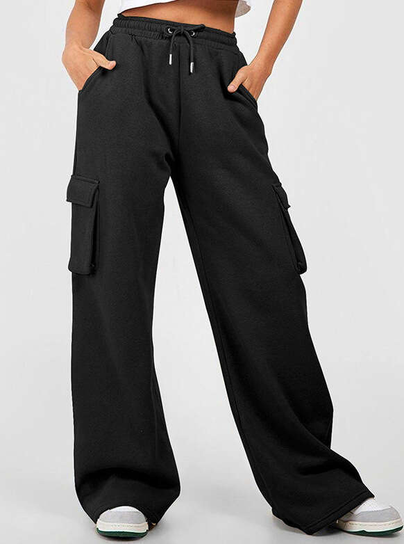 2024 Autumn/winter New Tiktok Solid Color Versatile Drawstring Sports Casual Pants Fulllace Pants Women Designer Leggings New Arrival Solid Color Loos