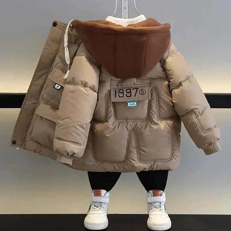 Down Coat Childrens Park Boys Winter Warm Coat Teenagers Fashion Thick Hooded Jacket Winter Outdoor Coat Baby Park New Style H241010