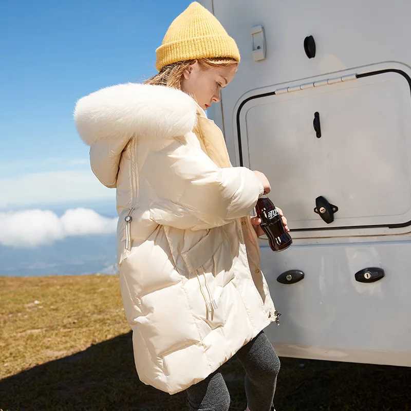 Down Coat Fashion Girls winter coat faux fur hooded Parkas childrens thick white down jacket TZ659 H241010