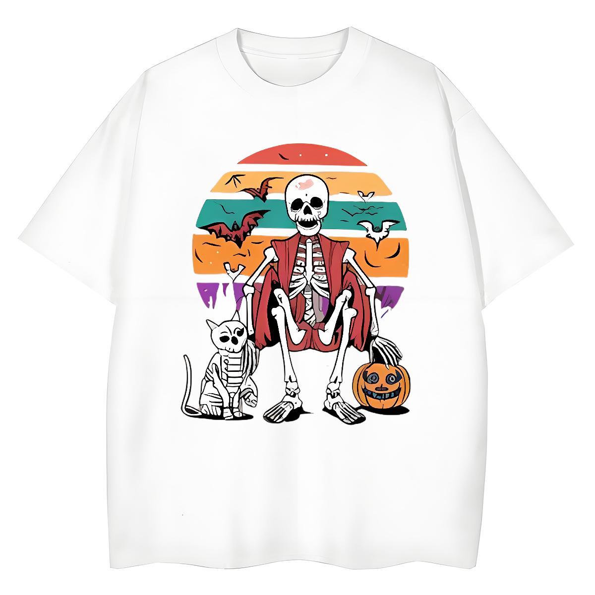 Casual New Women T Shirts 230g 100% Cotton Breathable Soft Outdoor skull Women Tshirts Designer Nice White Plus Size Tops Tees