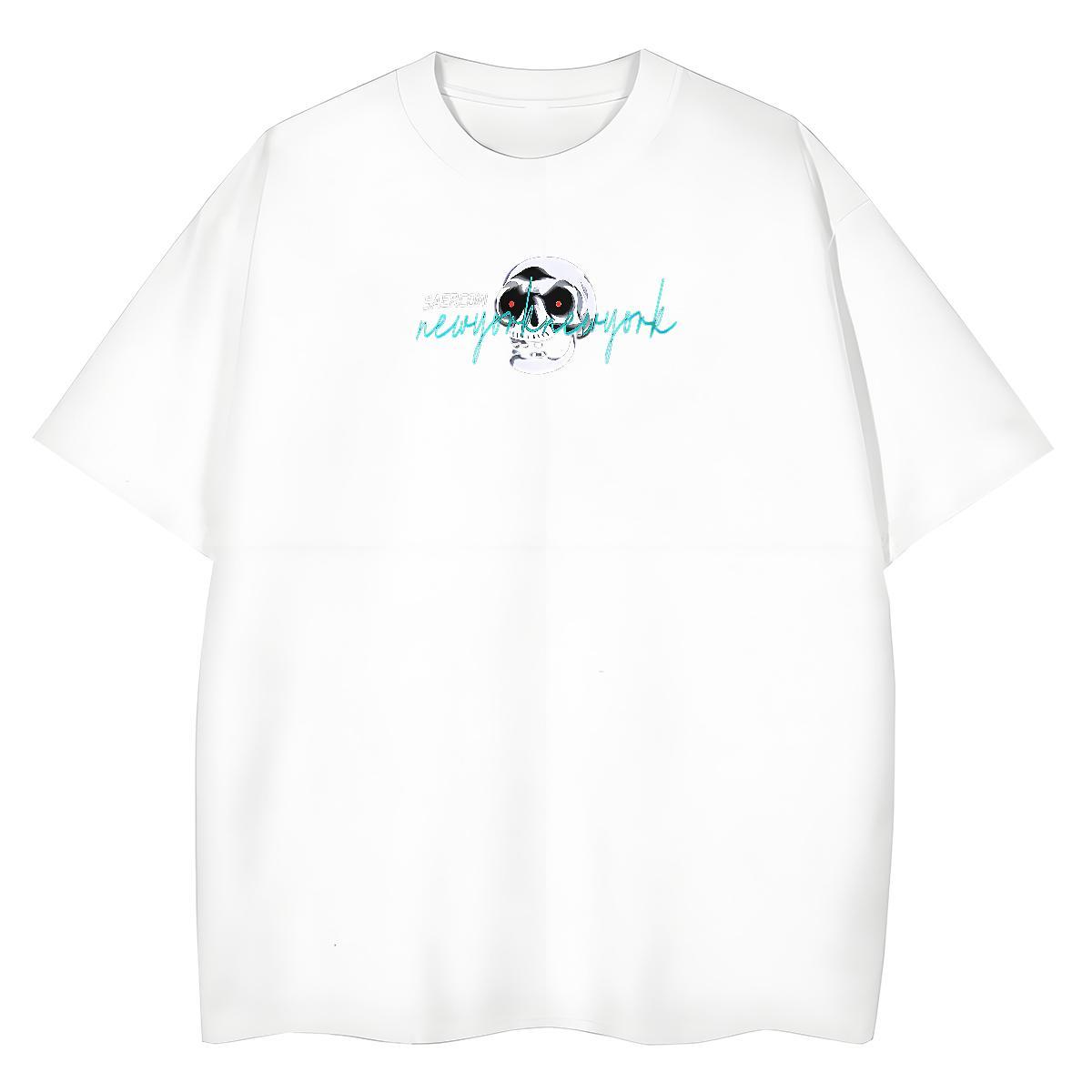 2024 Casual T Shirt For Woman 230g Pure Cotton Breathable Soft Casual Sport skull Women Tees Loose fit Oversized Tops