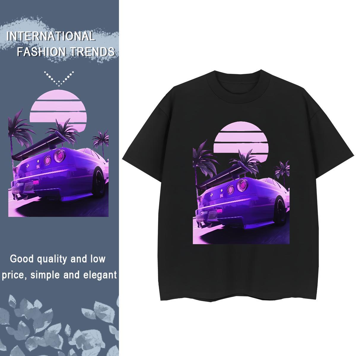 Loose Mens T Shirts 230g Pure Cotton car Spring Summer Custom Printing Crew Neck Men Tops Tees Fashion New Clothings