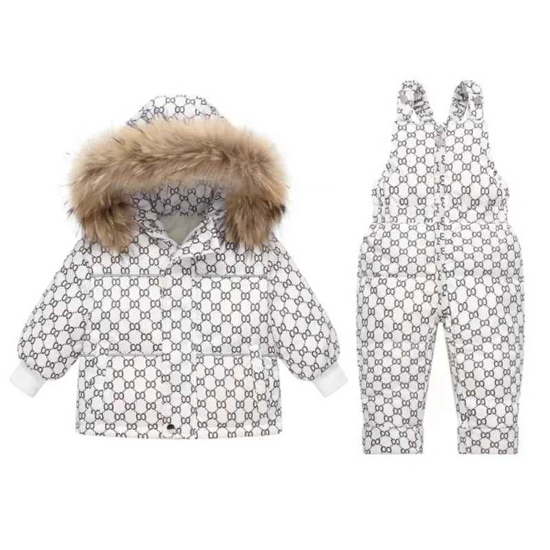Down Coat Childrens Down Jacket Set -30 C Winter Girls Duck Down Jacket+Overalls Warm Set Childrens Boys Coat H241010