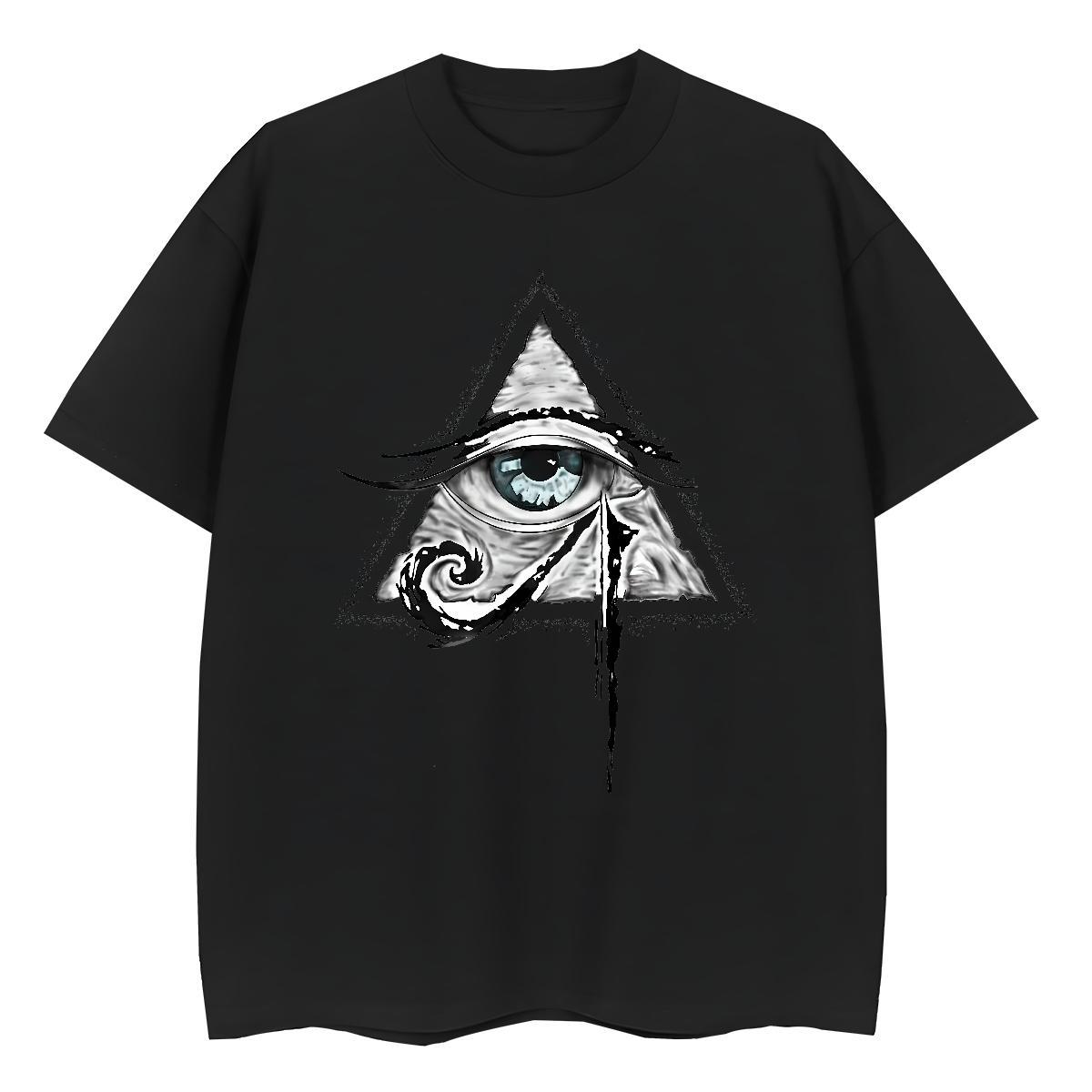 Soft T shirt 100% Cotton 230g eye of the devil Hip Hop DIY Printed O-Neck Short Sleeve Men Tshirts 2024 Summer Tee Shirt