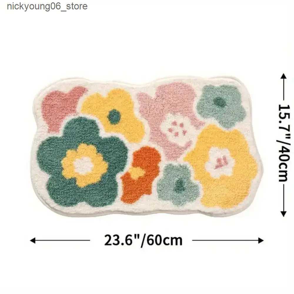 Non-Slip Bath Mats 1pc 40*60cm Cute Flower Bathroom Rug Machine Washable Bathroom Floor Mat Extra Soft Absorbent Non-Slip Bath Rug L240910