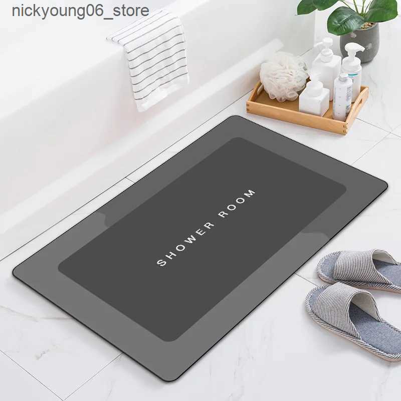 Non-Slip Bath Mats Super Absorbent Shower Bath Mat Bathroom Anti-Slip Carpet Rug Simple Kitchen Entrance Soft Door Bathtub Side Bath Mat Home Decor L2