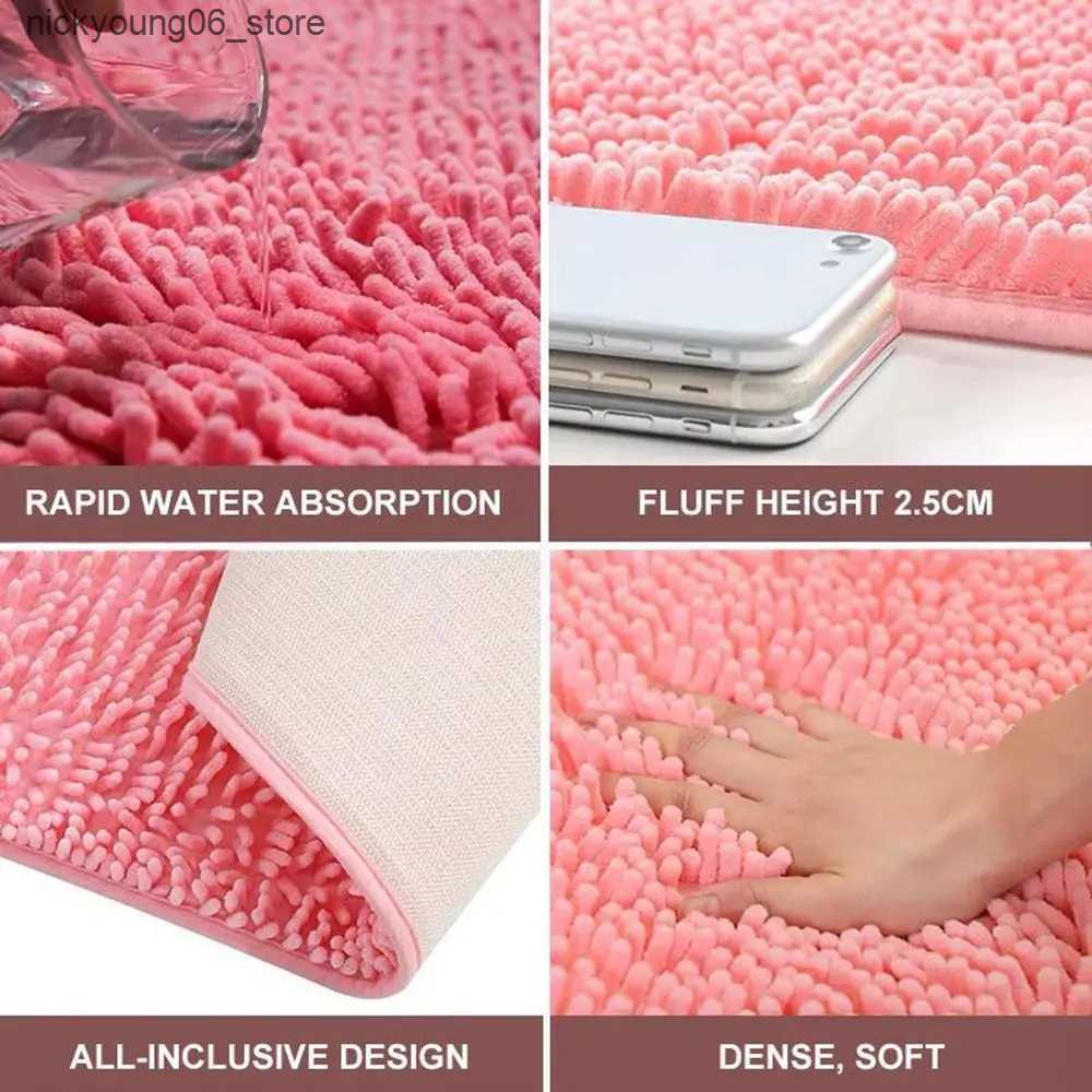 Non-Slip Bath Mats 40*60cm Super Absorbent Colorful Toilet Kitchen Bathtub Floor Anti Slip Doormat Bathroom Carpet Chenille Bath Mat L240910