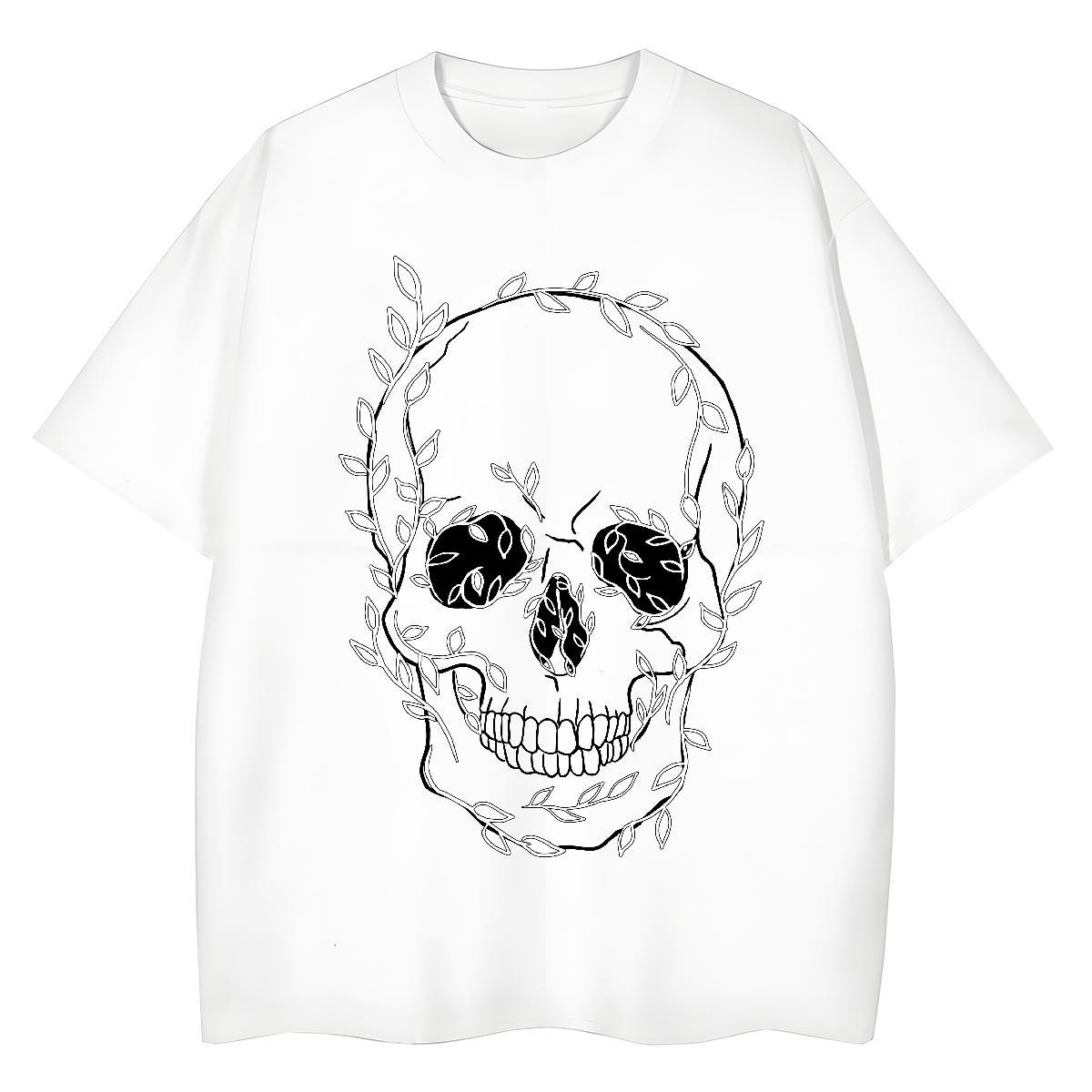 Fashion New T-Shirts 230g Pure Cotton Short Sleeve O-Neck Hip Hop skull Couples T Shirts Designer Nice DIY Printed Wear