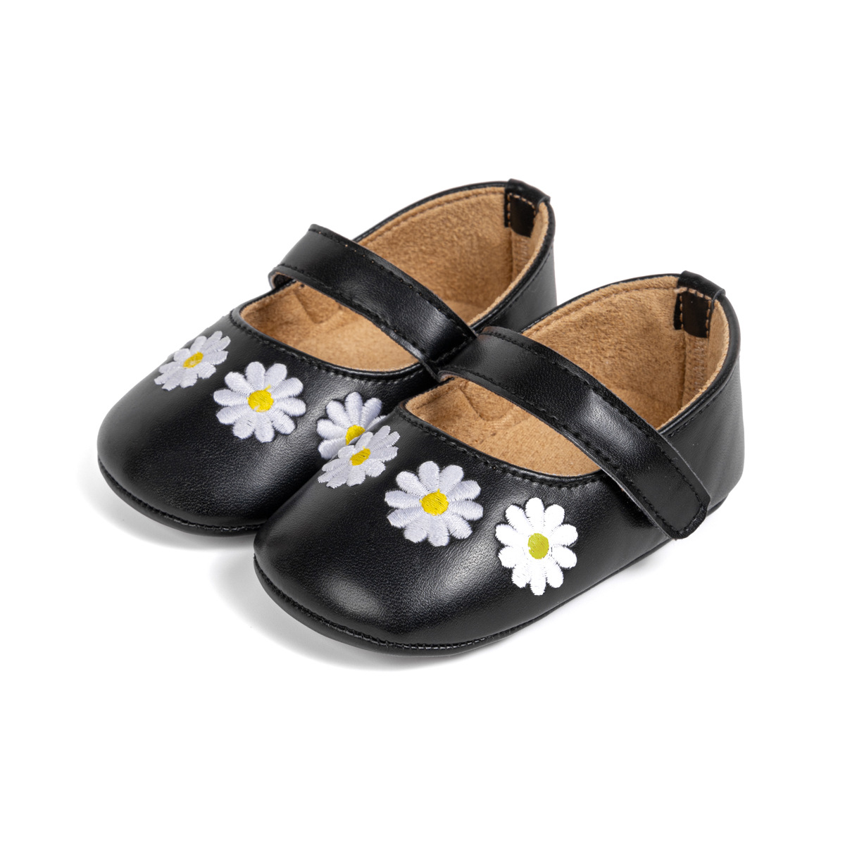 PU Leather Floral Rubber Sole Baby Girls Infant Shoes Casual Non-slip Ballet Slippers Princess Dress Wedding Shoes 0-18M Newborn Toddler