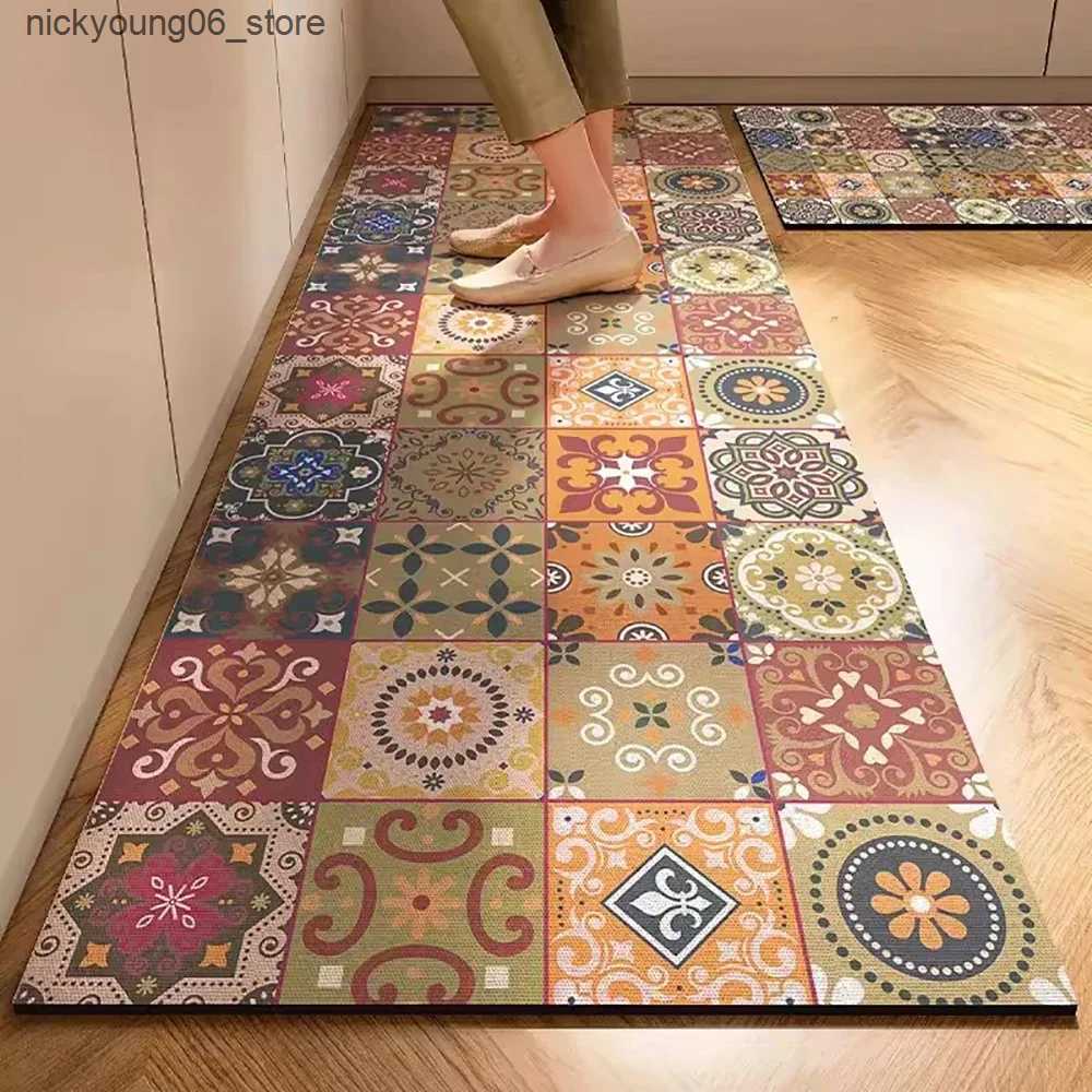 Non-Slip Bath Mats Kitchen Mat Absorbent Printed Kitchen Rugs Non-slip Area Mat Hallway Long Carpets for Living Room Bedroom Entrance Doormat Bath L24