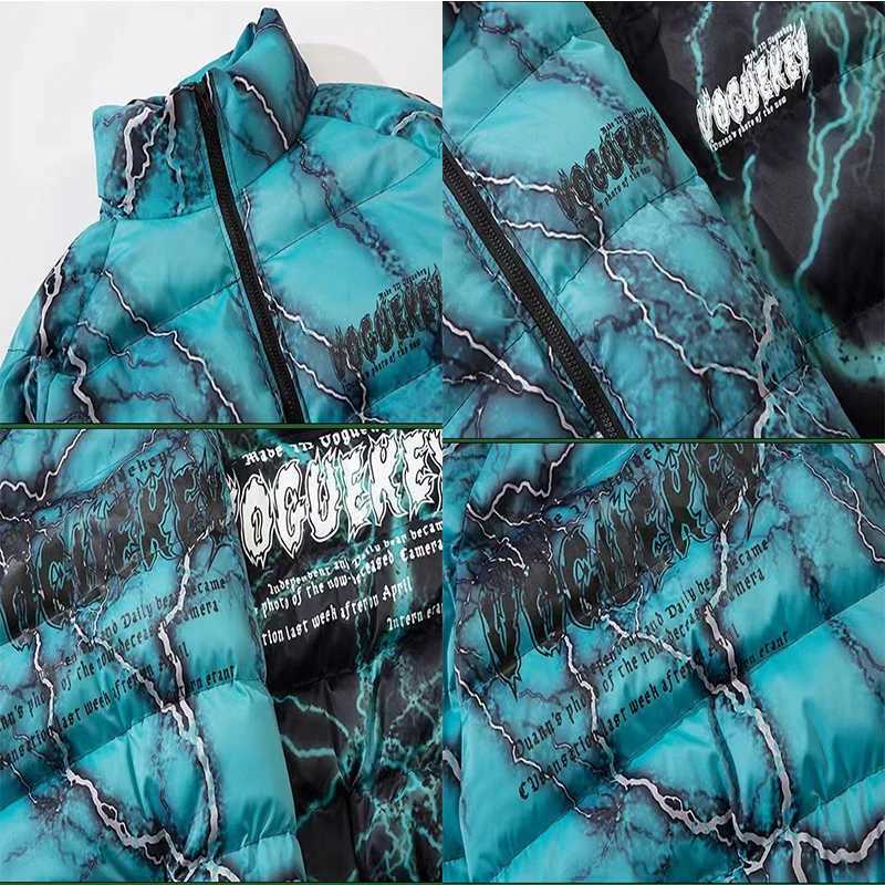 Men's Down Parkas Open collar floral print mens down jacket casual high-quality park hip-hop double-sided clothing 2024 winter jacket mens clothi