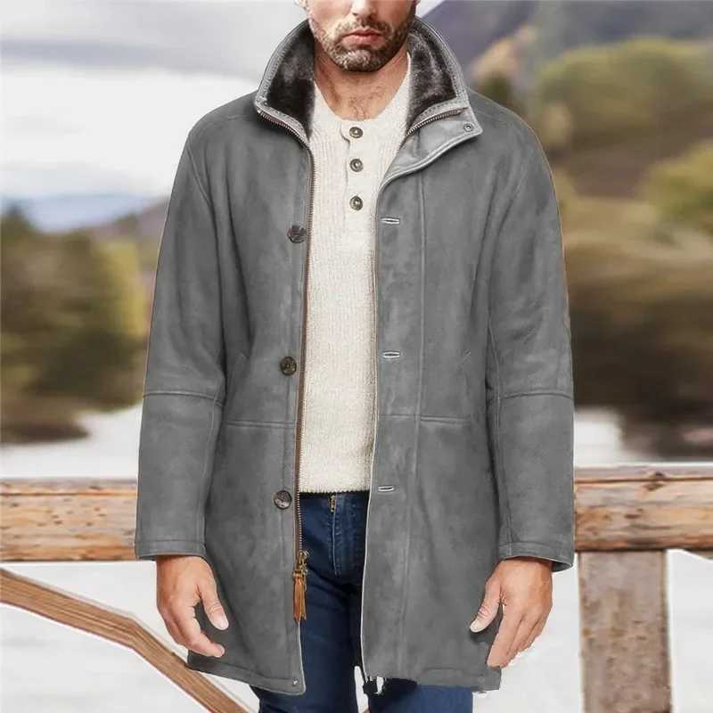 Mens Woolen Coat Long Loose Woolen Overcoat Autumn and Winter Trench Coat Men LX241010