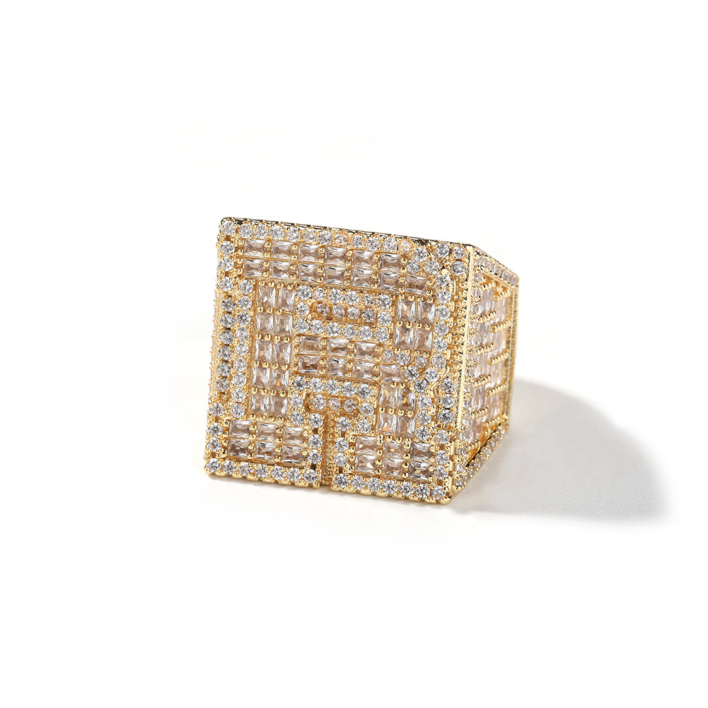 Hip Hop Custom 925 Sterling Silver Cz Moissanite Rings Jewelry Iced Out 18K Gold Plated A-Z Letter Ring For Men