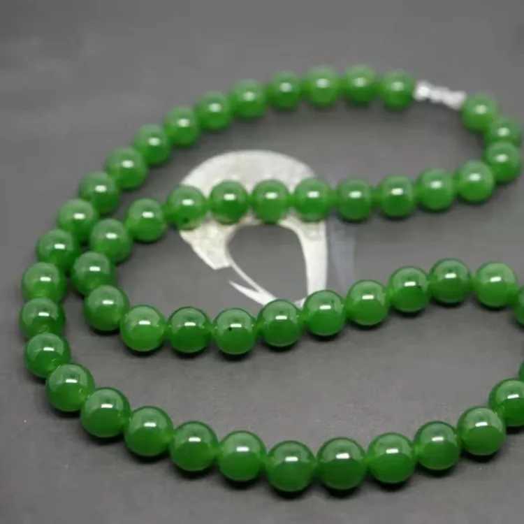 Genuine Natural Green Jade Beaded Necklace Women Fashion Charms Jewellery Real Chinese Jades Stone Accessories Fine JewelryX241009
