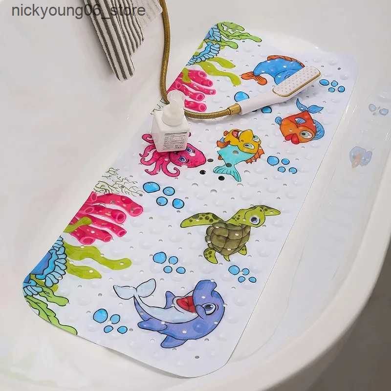 Non-Slip Bath Mats Large Cute Cartoon PVC Bath Mat Anti-Slip Shower Bathtub Mats With Sucker Soft Massage Pad Kids Elder Bathroom Carpet Rug L240910