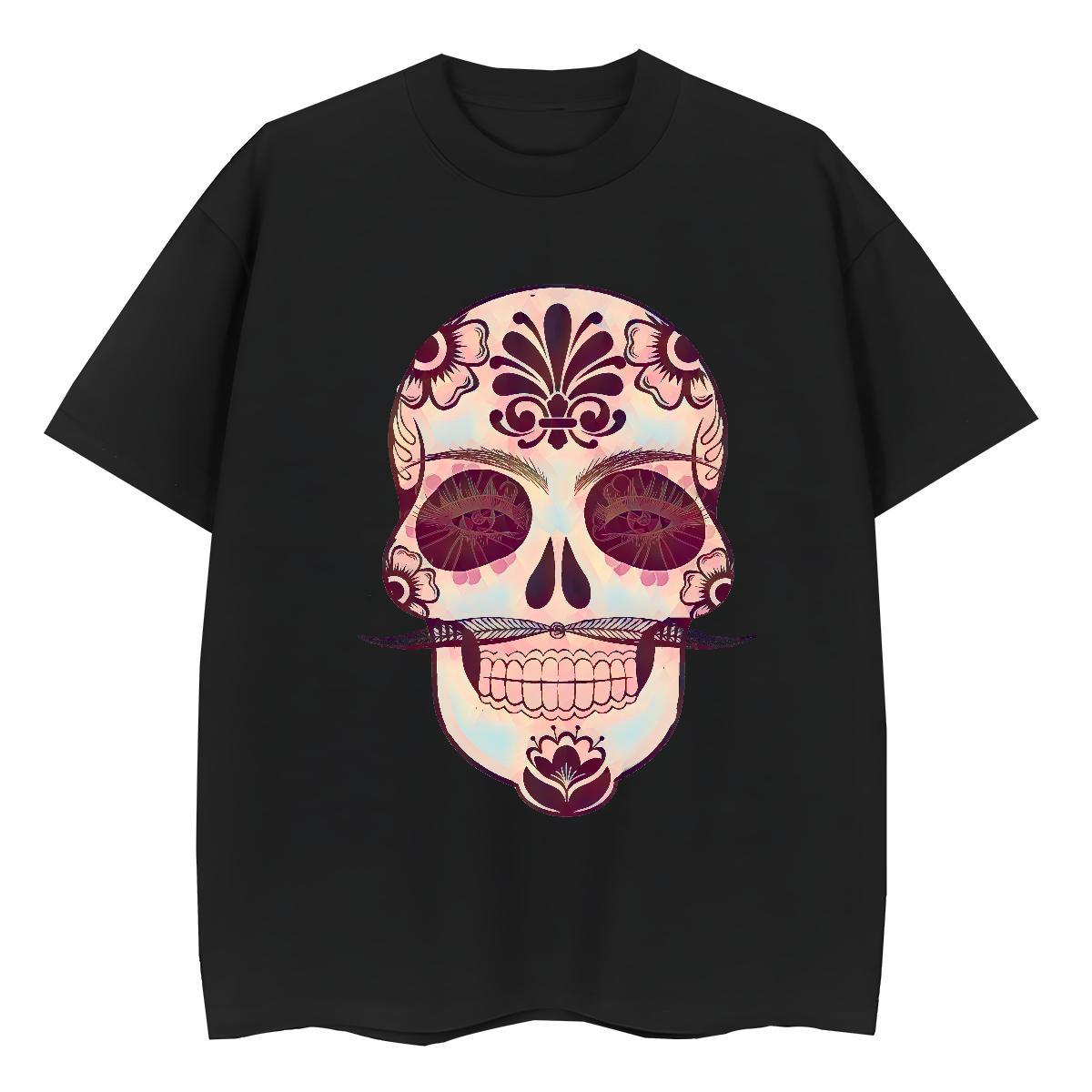 Classic T shirt 230g Pure Cotton O-Neck Short Sleeve Daily Outfit skull Women Tshirts Nice Custom Print Oversized Clothings
