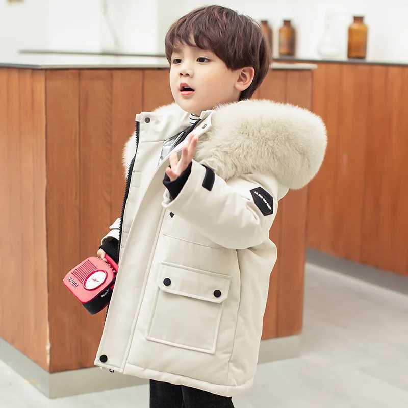 Down Coat Raise Boys Winter Parka -30 C Russian Thick Warm Baby Coat 2-12 Year Old Youth Bright Lined Chiffon Coat H241010