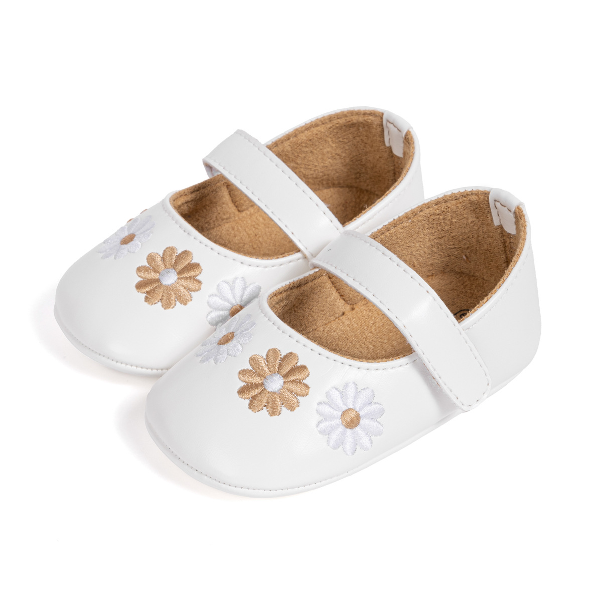 PU Leather Floral Rubber Sole Baby Girls Infant Shoes Casual Non-slip Ballet Slippers Princess Dress Wedding Shoes 0-18M Newborn Toddler