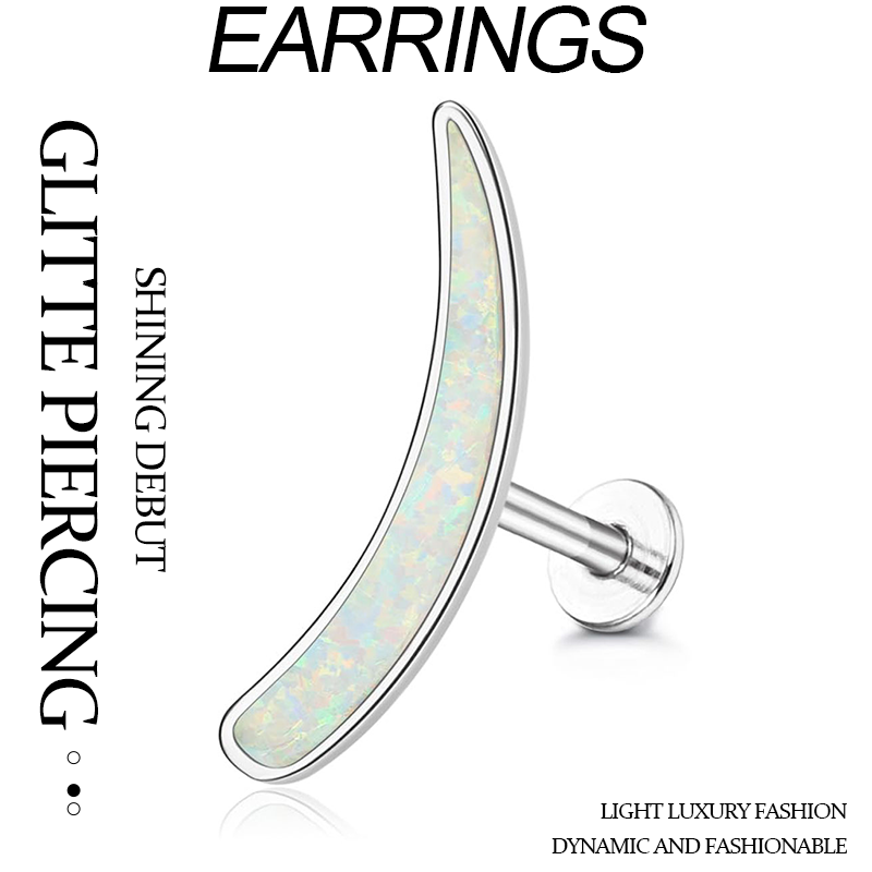 G23 Titanium Cartilage Earrings for Women 16G Pure Titanium Flat Back Stud for Sensitive Ear Cartilage Opal CZ Stud Earrings Internally Threaded Conch