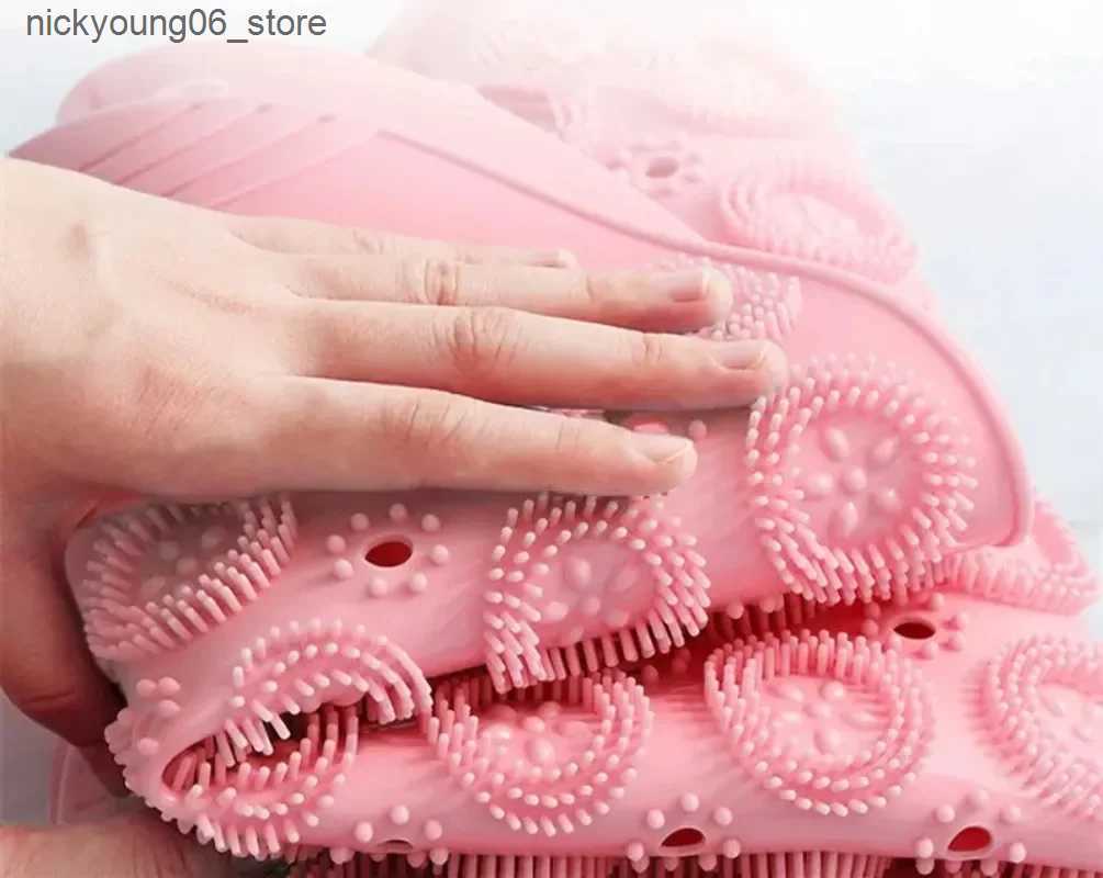 Non-Slip Bath Mats Bathroom Mat Anti-slip Sucker Round PVC Bath Mat with Drain Hole Silicone Bathing Rugs Foot Massage Pad Bathtub Soft Shower Mat L24