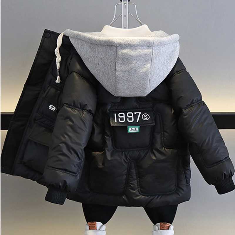 Down Coat Youth Winter Boys Down Jacket Keep Warm Fashion Baby Coat Hooded Zipper Boys Coat 4-14 Birthday Gift H241010