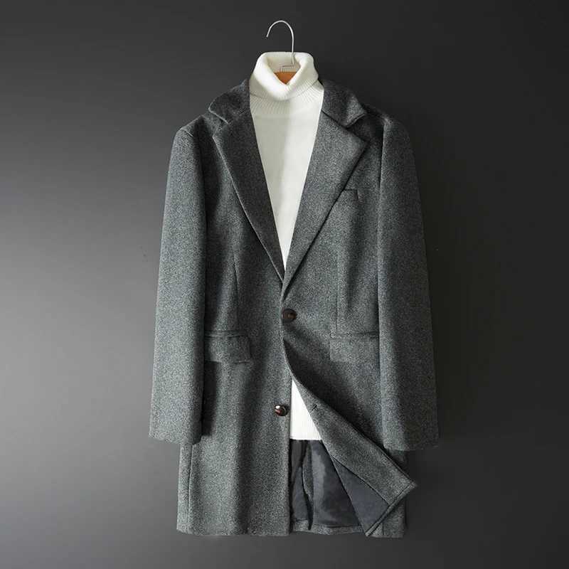Autumn and winter mens new Korean version slim-fit mid-length woolen coat tide LX241010