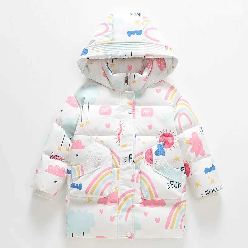 Down Coat 2024 Winter Girls Down Jacket Thick Warm Printed Winter Jacket for Preschool Girls 2-5 Years Old Baby Girls Park H241010