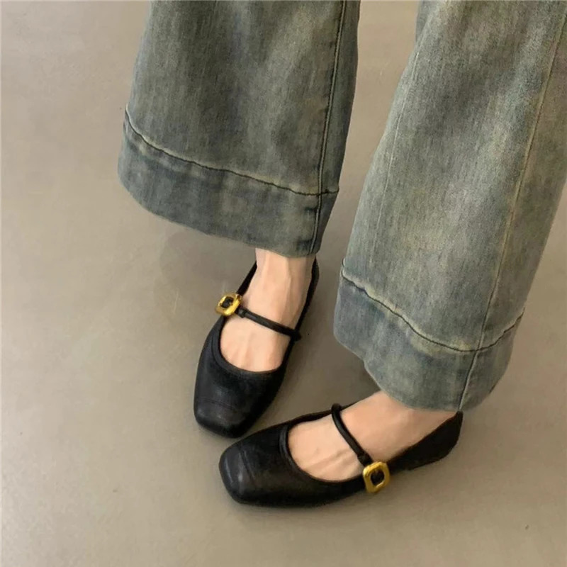 Spring and Autumn Square Toe Womens Mary Jane Shoes Fashion Womens Comfortable Soft Bottom Party Wedding Womens Shoes 241007