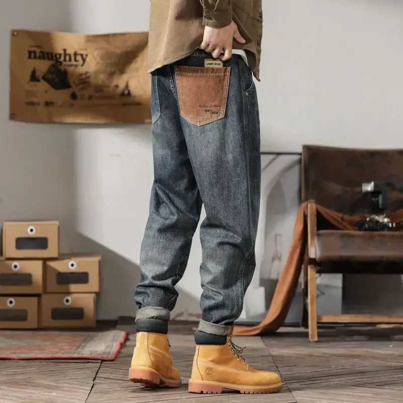 Trousers Japanese Street Style Jeans for Men Harem Male Cowboy Pants Cropped Y2k Vintage Wide Leg Spring Autumn Y 2k Original XsX241009