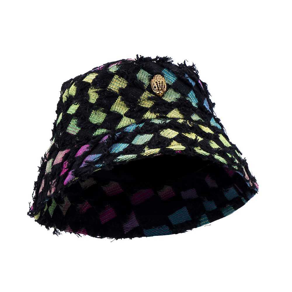 Wide Brim Hats Bucket New color woven hat diamond shaped fashionable Argyle H241010