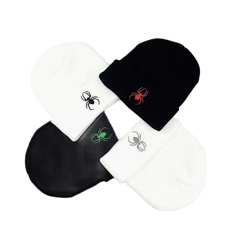 Beanie/Skull Caps Autumn Winter Spider Embroidery Knitted Hats Keep Warm Beanie Hat for Men Women H241010