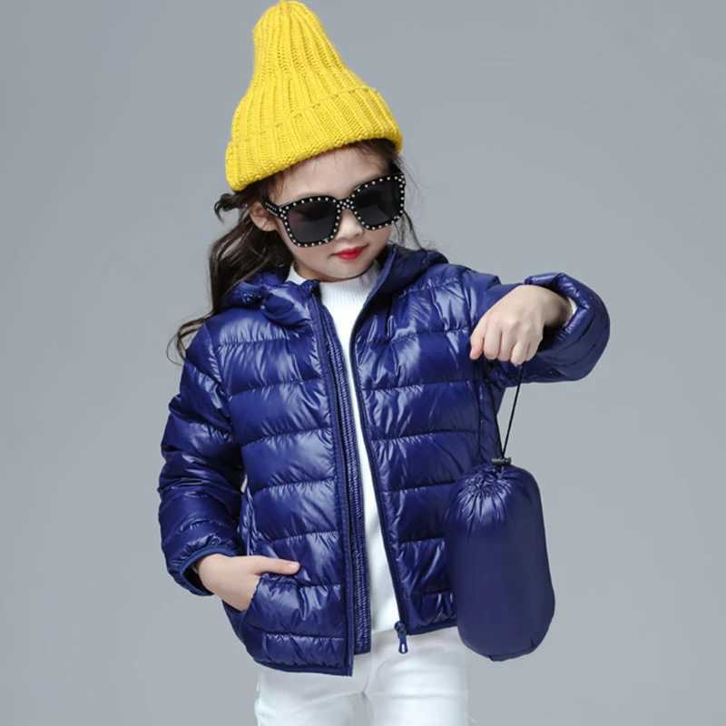 Down Coat Girls down jackets fashionable childrens winter jackets ultra light winter jackets suitable for girls portable hoodies teenagers H241010