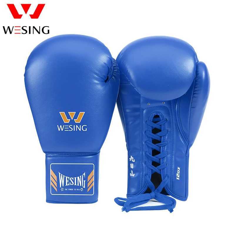Wesing lace boxing gloves professional tie style sports gloves large-sized match leather training Muay Thai W241010