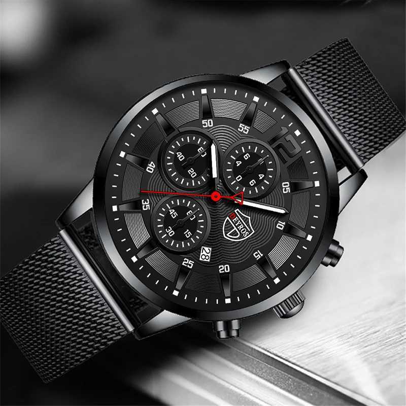 DEYROS Mens Fashion Minimalist Watches Men Business Casual Quartz Watch Simple Male Stainless Steel Mesh Band Clock Reloj HombreX241010