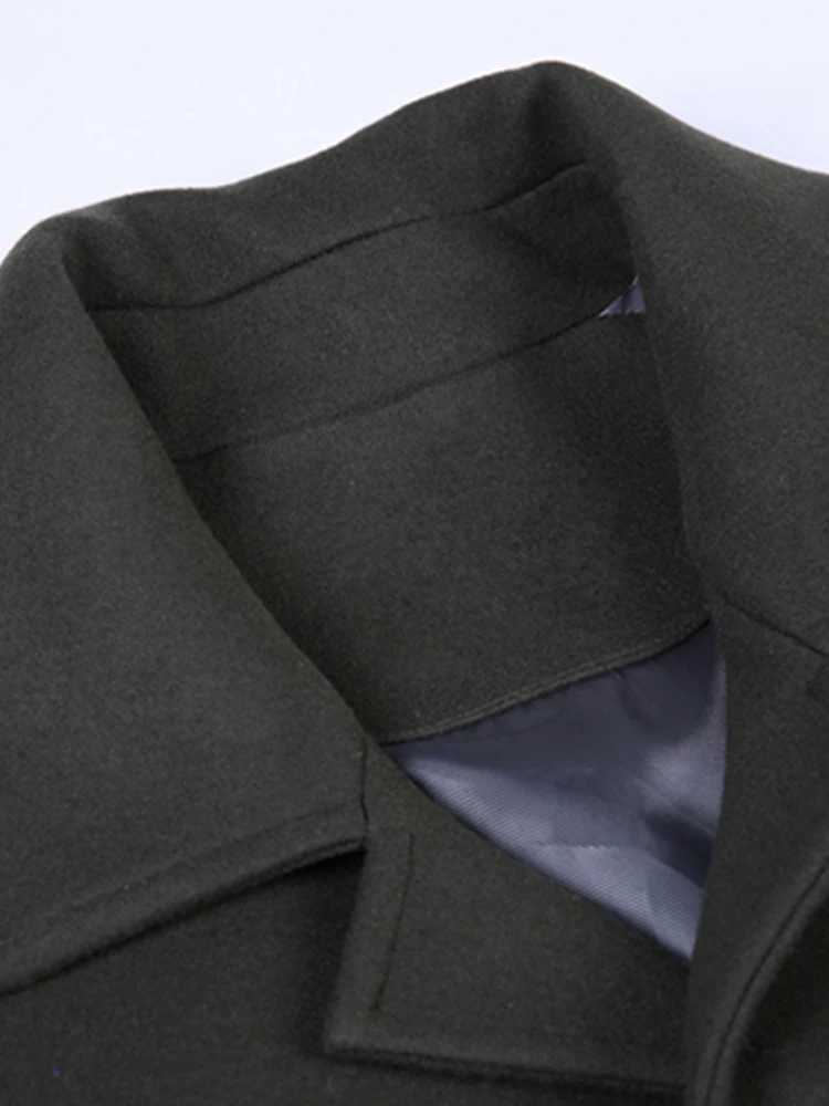 Mauroicardi Autumn Winter Long Oversized Windproof ArmyGreen Black Warm Woolen Trench Coat Men Single Breasted Runway Fashion LX241010