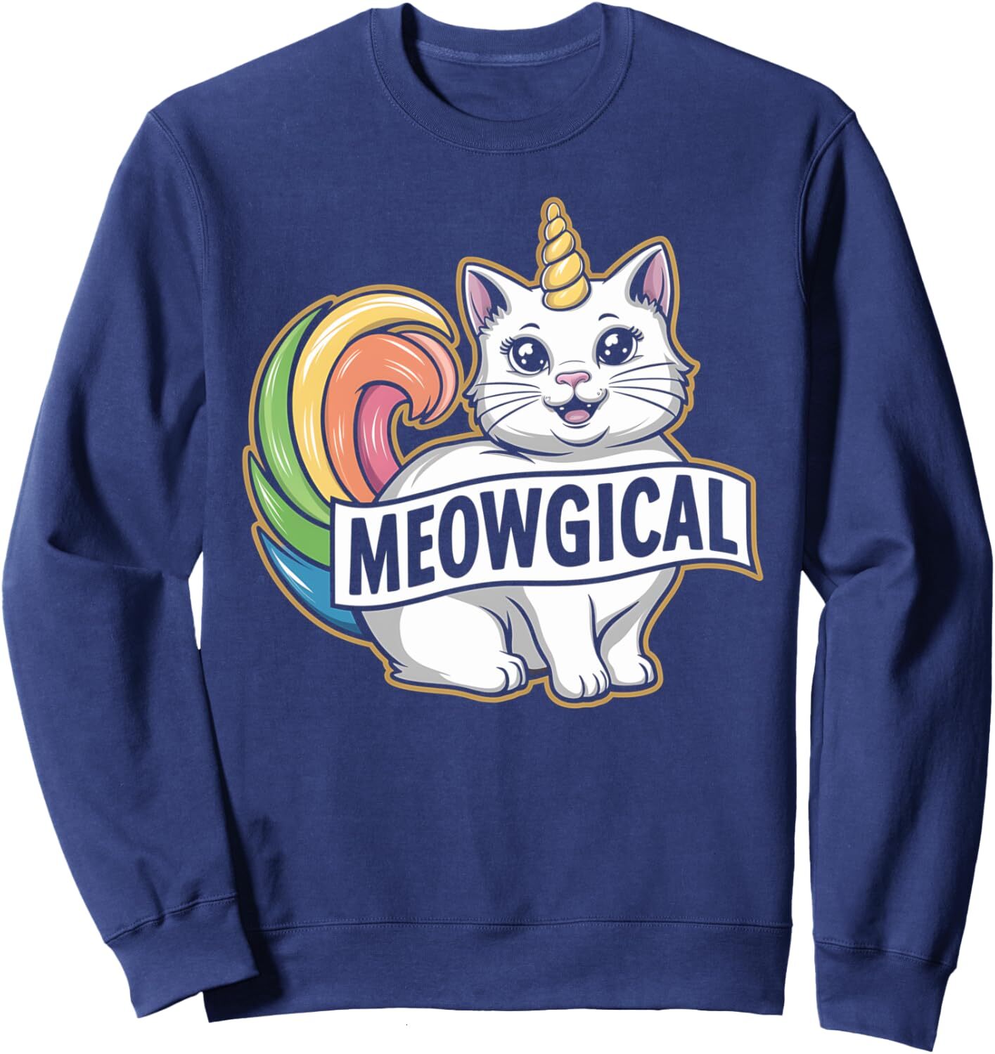 Long Sleeve Shirts for Men sweatshirt Unicorn Cat Meowgical Rainbow Kitten Cat Lover Holiday Sweatshirt Streetwear Casual tops clothes