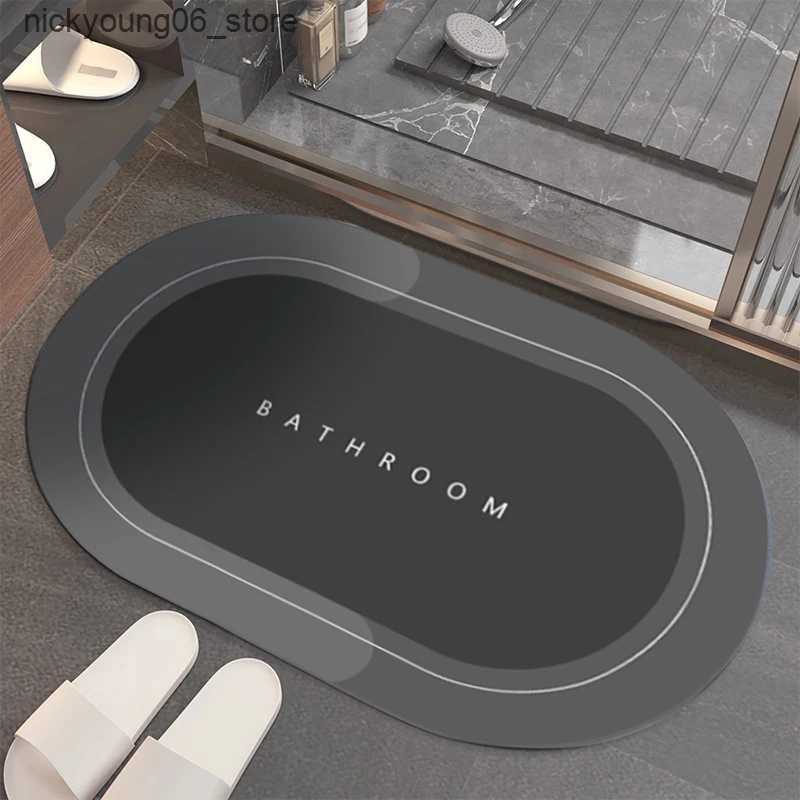 Non-Slip Bath Mats Super Absorbent Bath Mat Rubber Bathroom Rug Non-slip Entrance Doormat Nappa Skin Floor Mats Toilet Carpet Kitchen Area Rugs L24091