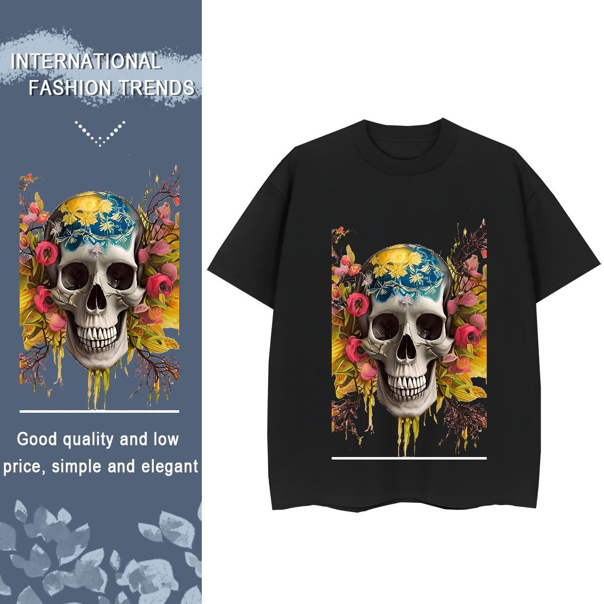 2024 Designer T-Shirts 230g Pure Cotton Breathable Short Sleeve High Street Hip Hop skull Women Tees Designer Nice Cartoon Printing L-4XL Tops