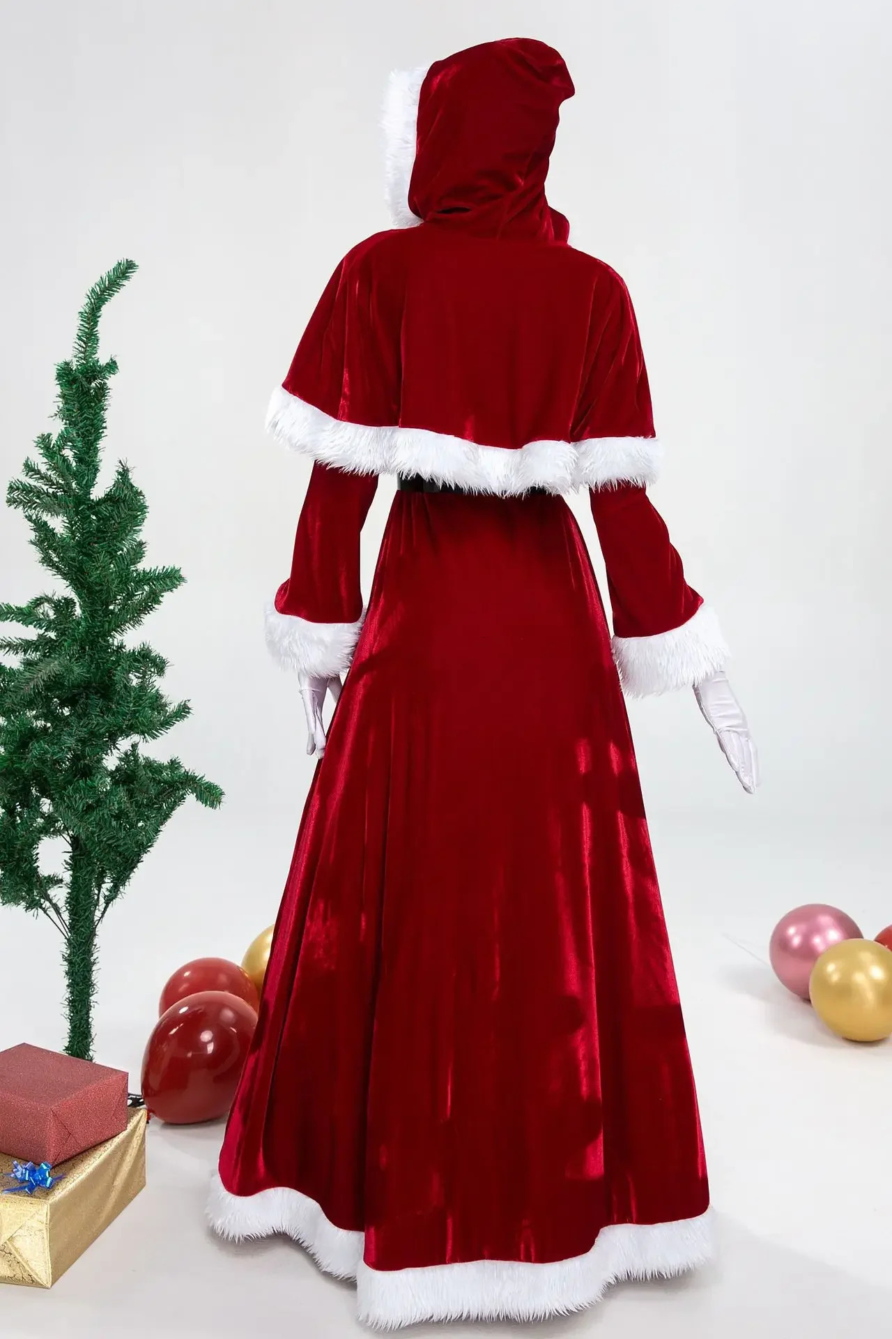 y classic Christmas ladies cosplay Santa Claus costume red dress carnival fancy party womens clothing 241007
