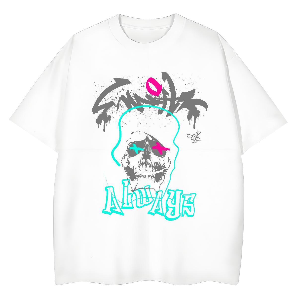 Designer T-Shirts for Women 100% Cotton 230g Round Neck Short Sleeve Street skull Women Tshirts Soft Oversized L-4XL Tops Shirt