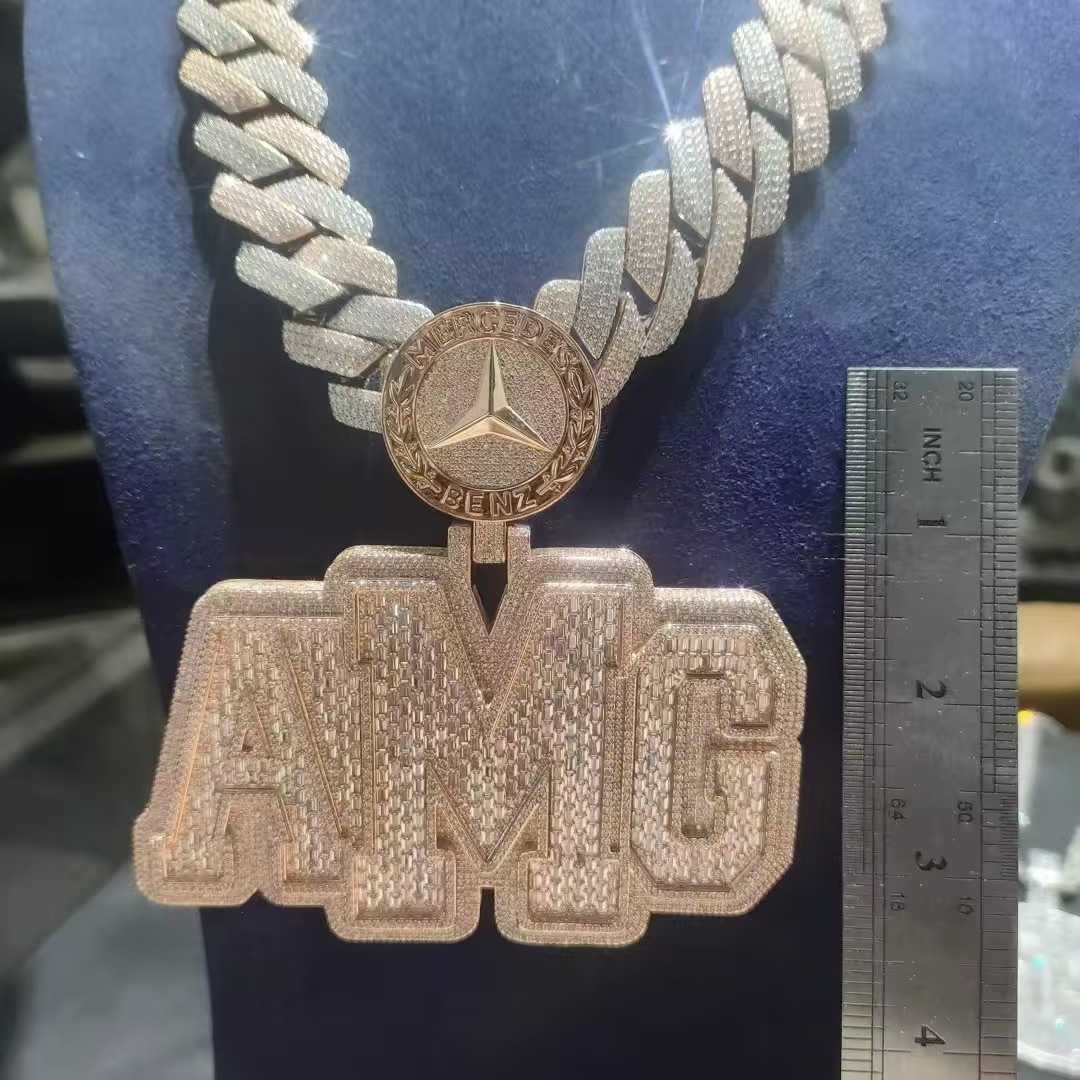 Personalized Custom Name Necklace Micro Paved Moissanite 3D Pendant Fashion Iced Out Mossanite Hip Hop Rock Jewelry For Men