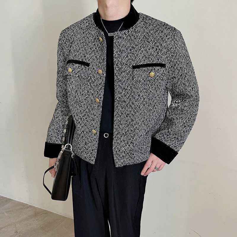 SYUHGFA Korean Stand Collar Woolen Jacket Mens Clothing Loose Short Style Coat 2024 Autumn Tops Fashion Casual Jackets For Male LX241010