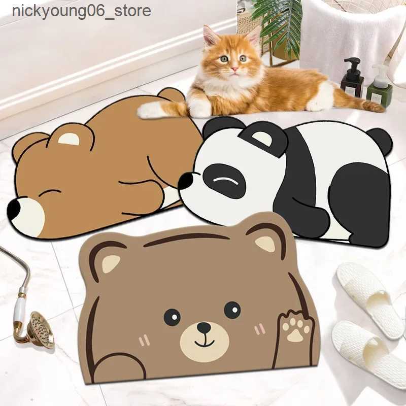 Non-Slip Bath Mats Cartoon Panda Bathroom Bath Mat Absorbent Bathroom Rugs Non Slip Entrance Doormat Toilet Carpet Home Decor Room Floor Mats L240910