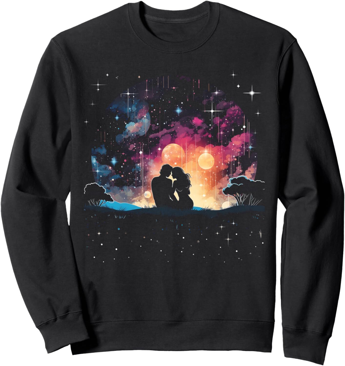 Long Sleeve Shirts for Men sweatshirt Valentine's Day Stargazing Couple Stars Romantic Love Sweatshirt Tee Streetwear Casual tops clothes