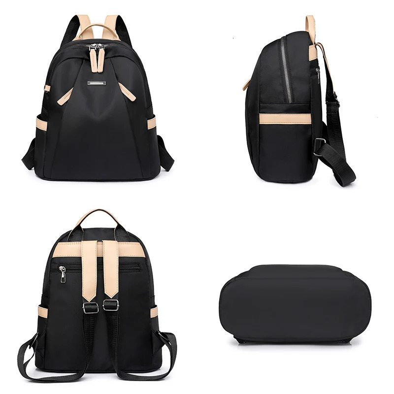 Waterproof Womens Backpack Nylon High Capacity Lightweight Multi layer Pocket School Bag 241008