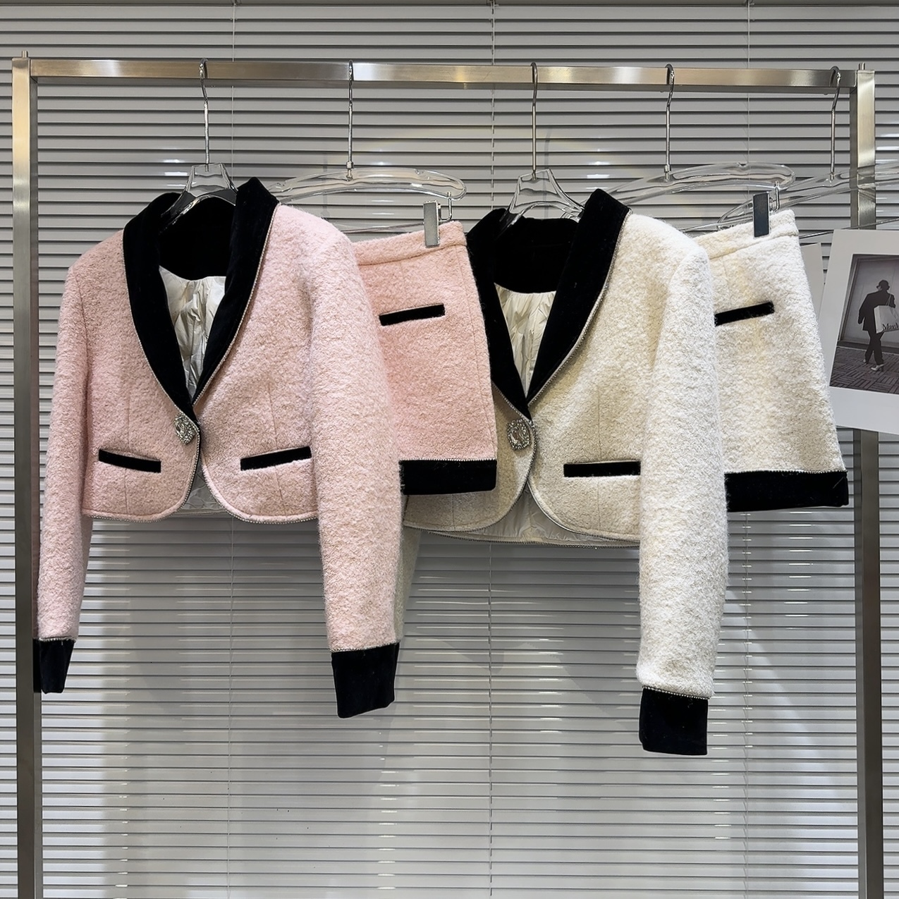 PREPOMP Winter Rhie Button Dias Collar White Duck Down Er Woolen Jackat Short Skirt Two Piece Set Outfits Gp125
